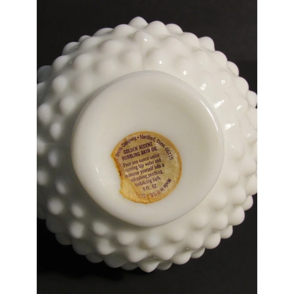 Vintage Fuller Brush Co White Milk Glass Hobnail Bottle Bud Vase 5 Inch USA